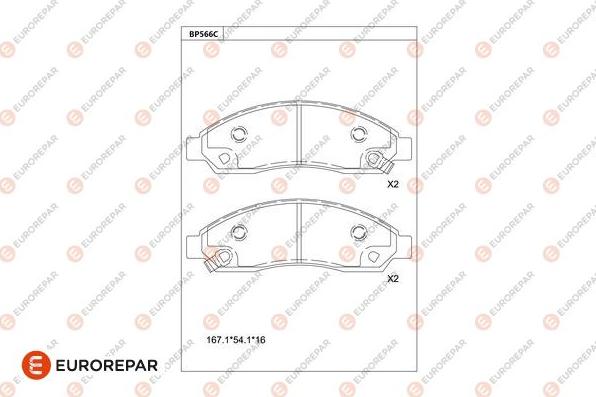 EUROREPAR 1681229880 - Тормозные колодки, дисковые, комплект autospares.lv