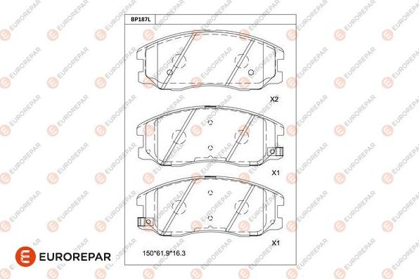 EUROREPAR 1681224480 - Тормозные колодки, дисковые, комплект autospares.lv