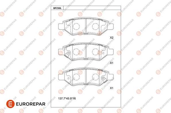 EUROREPAR 1681224880 - Тормозные колодки, дисковые, комплект autospares.lv