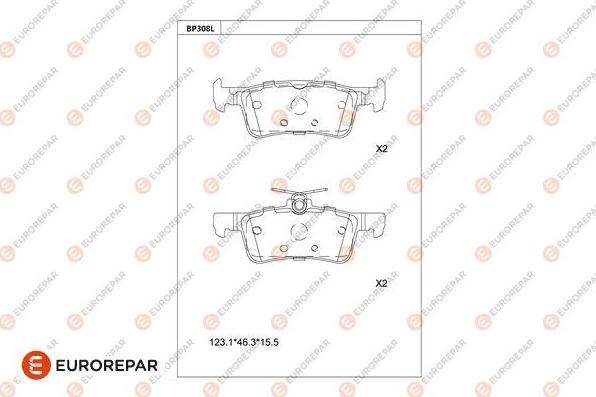 EUROREPAR 1681225680 - Тормозные колодки, дисковые, комплект autospares.lv