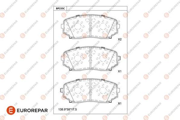 EUROREPAR 1681225280 - Тормозные колодки, дисковые, комплект autospares.lv