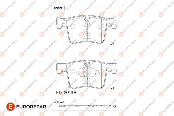 EUROREPAR 1681226880 - Тормозные колодки, дисковые, комплект autospares.lv