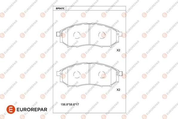 EUROREPAR 1681221680 - Тормозные колодки, дисковые, комплект autospares.lv