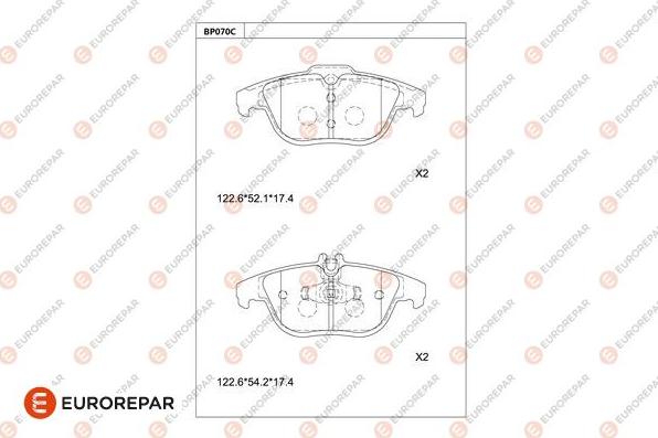 EUROREPAR 1681221780 - Тормозные колодки, дисковые, комплект autospares.lv