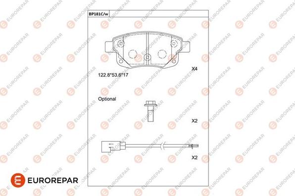 EUROREPAR 1681222580 - Тормозные колодки, дисковые, комплект autospares.lv