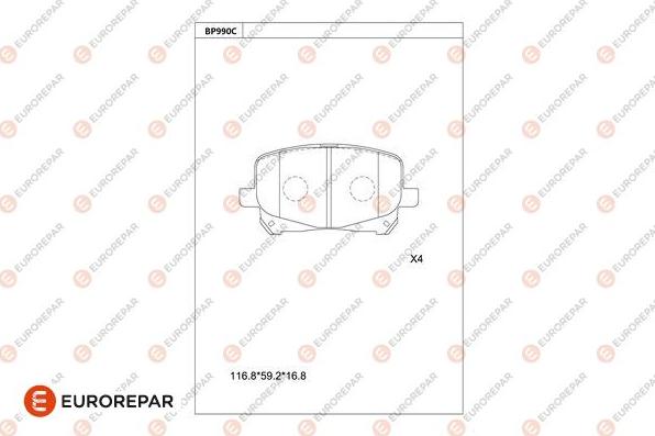 EUROREPAR 1681274280 - Тормозные колодки, дисковые, комплект autospares.lv