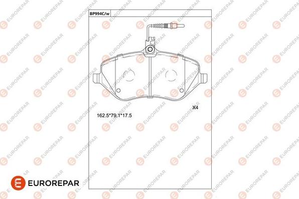 EUROREPAR 1681275380 - Тормозные колодки, дисковые, комплект autospares.lv