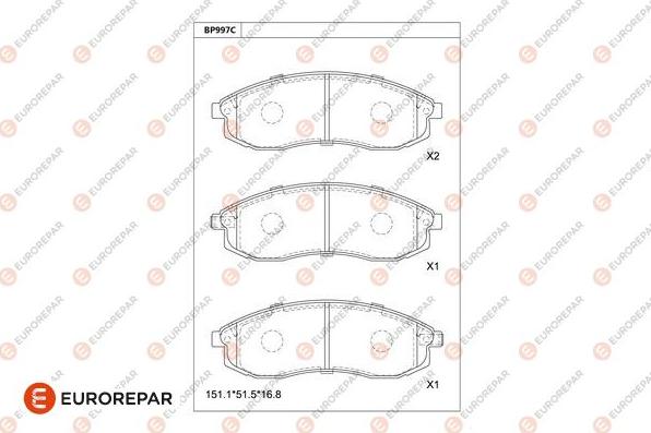 EUROREPAR 1681276080 - Тормозные колодки, дисковые, комплект autospares.lv