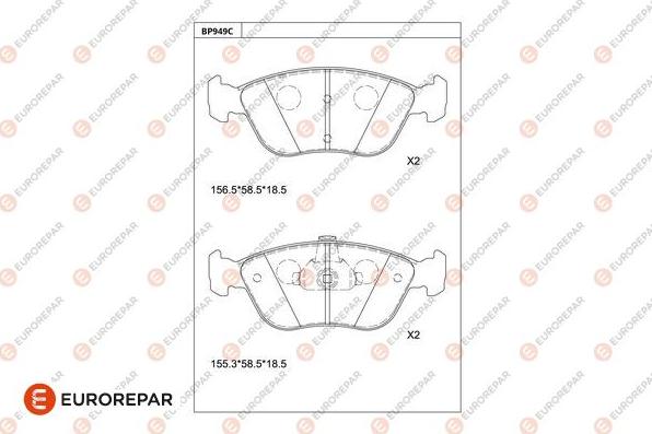 EUROREPAR 1681276880 - Тормозные колодки, дисковые, комплект autospares.lv