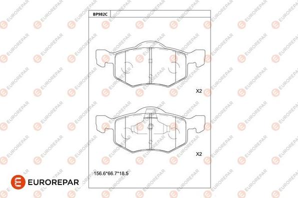 EUROREPAR 1681271980 - Тормозные колодки, дисковые, комплект autospares.lv