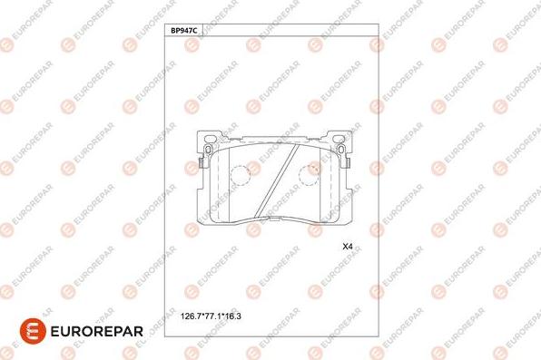 EUROREPAR 1681271480 - Тормозные колодки, дисковые, комплект autospares.lv