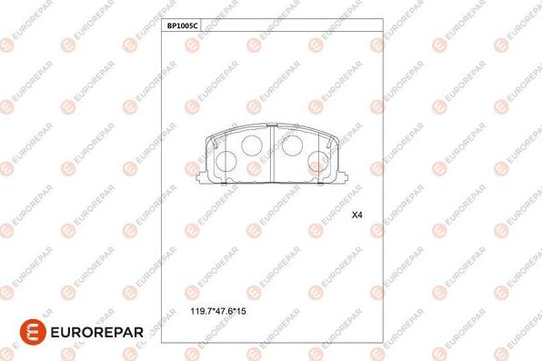 EUROREPAR 1681278380 - Тормозные колодки, дисковые, комплект autospares.lv