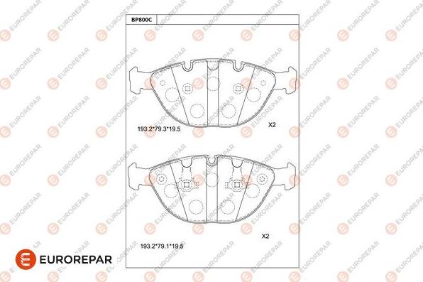 EUROREPAR 1681273480 - Тормозные колодки, дисковые, комплект autospares.lv