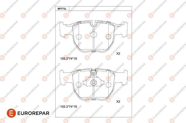 EUROREPAR 1681272080 - Тормозные колодки, дисковые, комплект autospares.lv