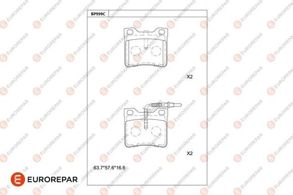 EUROREPAR 1681277280 - Тормозные колодки, дисковые, комплект autospares.lv