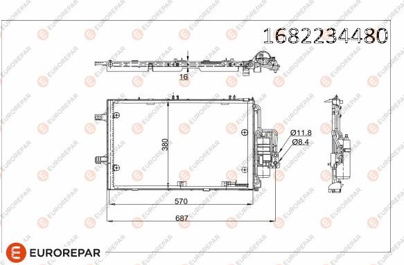 EUROREPAR 1682234480 - Конденсатор кондиционера autospares.lv