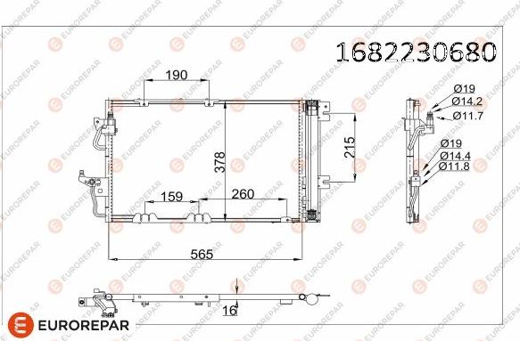 EUROREPAR 1682230680 - Конденсатор кондиционера autospares.lv