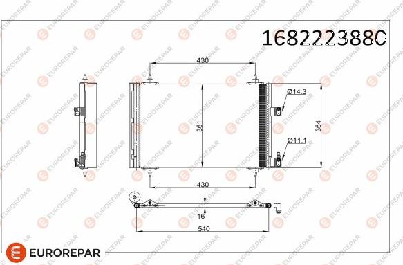 EUROREPAR 1682223880 - Конденсатор кондиционера autospares.lv