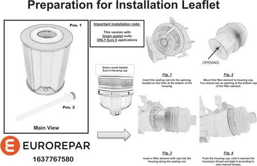 EUROREPAR 1637767580 - Масляный фильтр autospares.lv