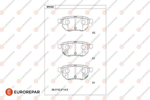 EUROREPAR 1677812480 - Тормозные колодки, дисковые, комплект autospares.lv