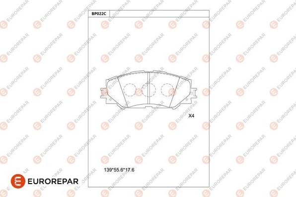 EUROREPAR 1677812280 - Тормозные колодки, дисковые, комплект autospares.lv