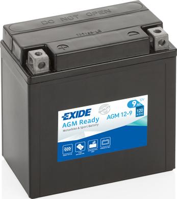Exide AGM12-9 - Стартерная аккумуляторная батарея, АКБ autospares.lv