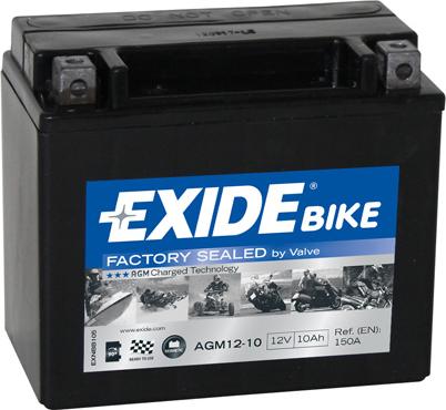 Exide AGM12-10 - Стартерная аккумуляторная батарея, АКБ autospares.lv