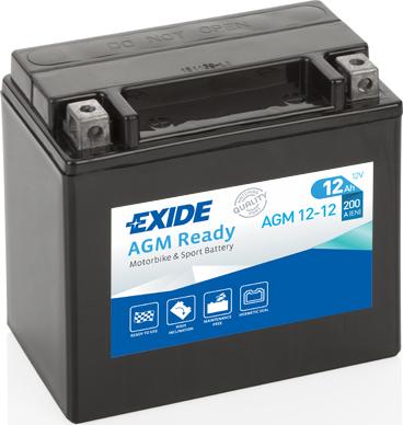 Exide AGM12-12 - Стартерная аккумуляторная батарея, АКБ autospares.lv
