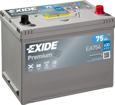 Exide EA754 - Стартерная аккумуляторная батарея, АКБ autospares.lv