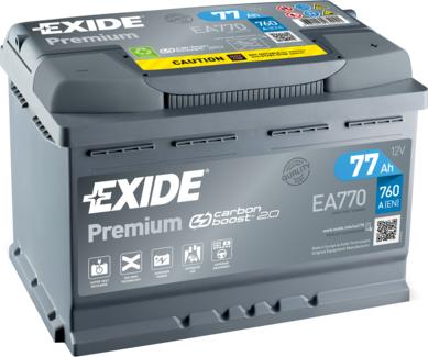 Exide EA770 - Стартерная аккумуляторная батарея, АКБ autospares.lv