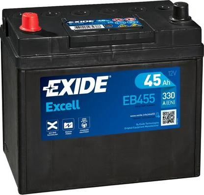 Exide EB455 - Стартерная аккумуляторная батарея, АКБ autospares.lv