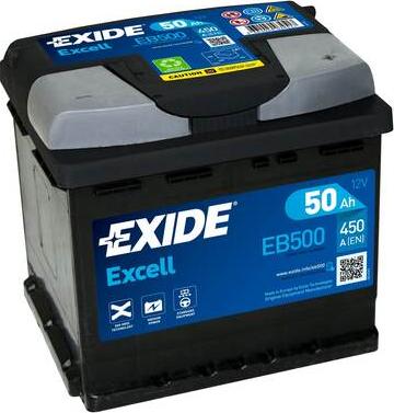 Exide EB500 - Стартерная аккумуляторная батарея, АКБ autospares.lv