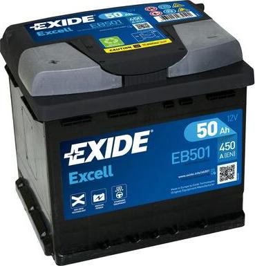 Exide EB501 - Стартерная аккумуляторная батарея, АКБ autospares.lv