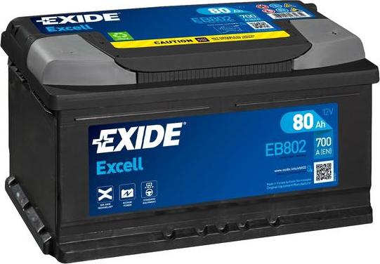 Exide EB802 - Стартерная аккумуляторная батарея, АКБ autospares.lv