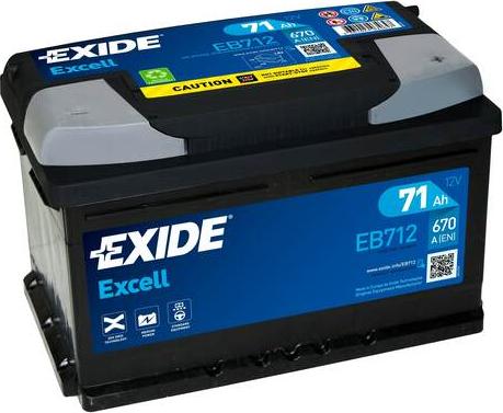 Exide EB712 - Стартерная аккумуляторная батарея, АКБ autospares.lv