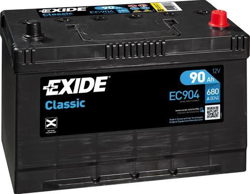 Exide EC904 - Стартерная аккумуляторная батарея, АКБ autospares.lv