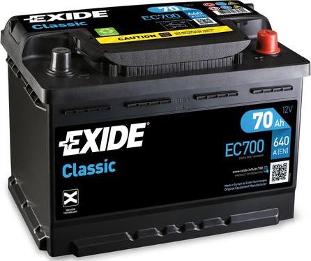 Exide EC700 - Стартерная аккумуляторная батарея, АКБ autospares.lv