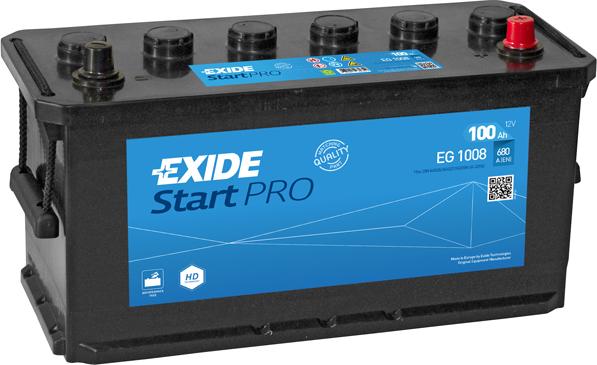Exide EG1008 - Стартерная аккумуляторная батарея, АКБ autospares.lv