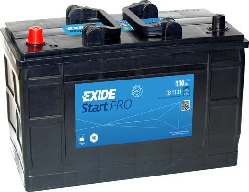 Exide EG1101 - Стартерная аккумуляторная батарея, АКБ autospares.lv
