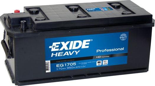 Exide EG1705 - Стартерная аккумуляторная батарея, АКБ autospares.lv