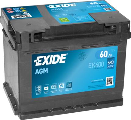 Exide EK600 - Стартерная аккумуляторная батарея, АКБ autospares.lv