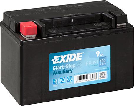 Exide EK091 - Стартерная аккумуляторная батарея, АКБ autospares.lv