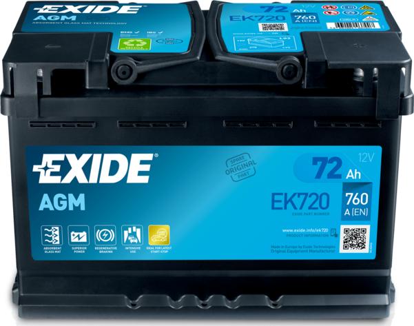 Exide EK720 - Стартерная аккумуляторная батарея, АКБ autospares.lv