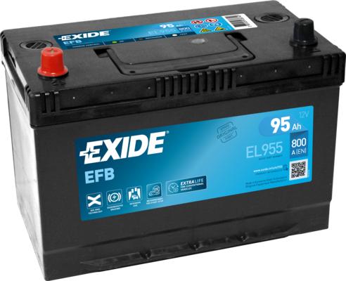 Exide EL955 - Стартерная аккумуляторная батарея, АКБ autospares.lv