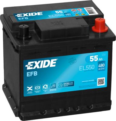 Exide EL550 - Стартерная аккумуляторная батарея, АКБ autospares.lv