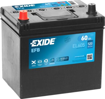 Exide EL605 - Стартерная аккумуляторная батарея, АКБ autospares.lv