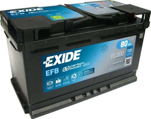 Exide EL800 - Стартерная аккумуляторная батарея, АКБ autospares.lv