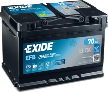 Exide EL700 - Стартерная аккумуляторная батарея, АКБ autospares.lv