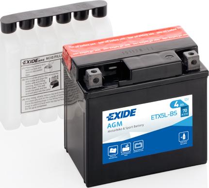 Exide ETX5L-BS - Стартерная аккумуляторная батарея, АКБ autospares.lv