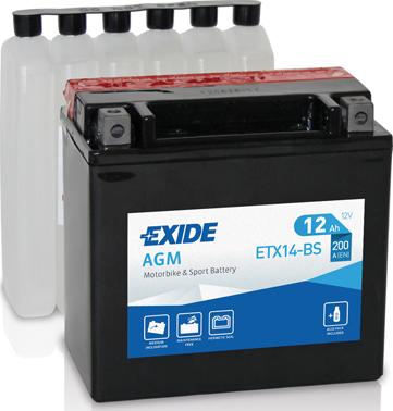 Exide ETX14-BS - Стартерная аккумуляторная батарея, АКБ autospares.lv